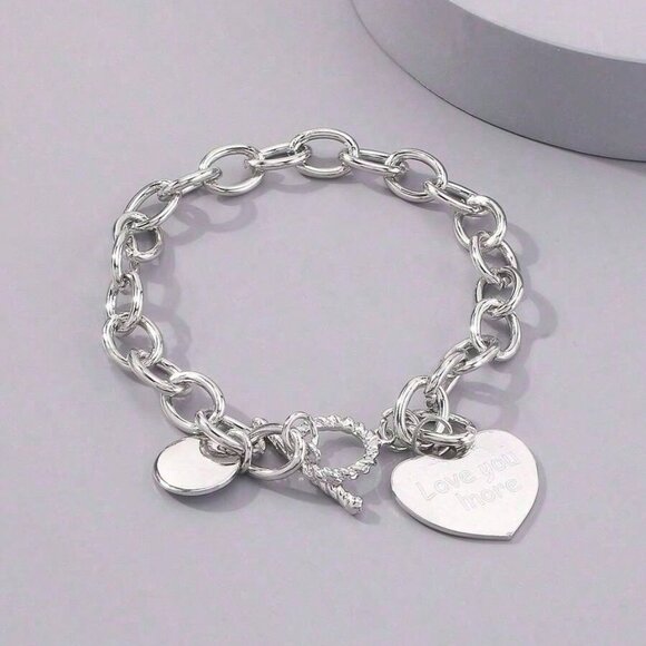 Silver Casual Women's Heart Shaped Bracelet - Picture 7 of 7